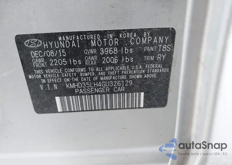 2016 Hyundai Elantra Gt из США, поврежденный, VIN KMHD35LH4GU326129